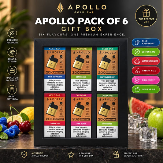 Apollo Gold Bar 20K Pack of 6 Gift Box | 247 Puff District